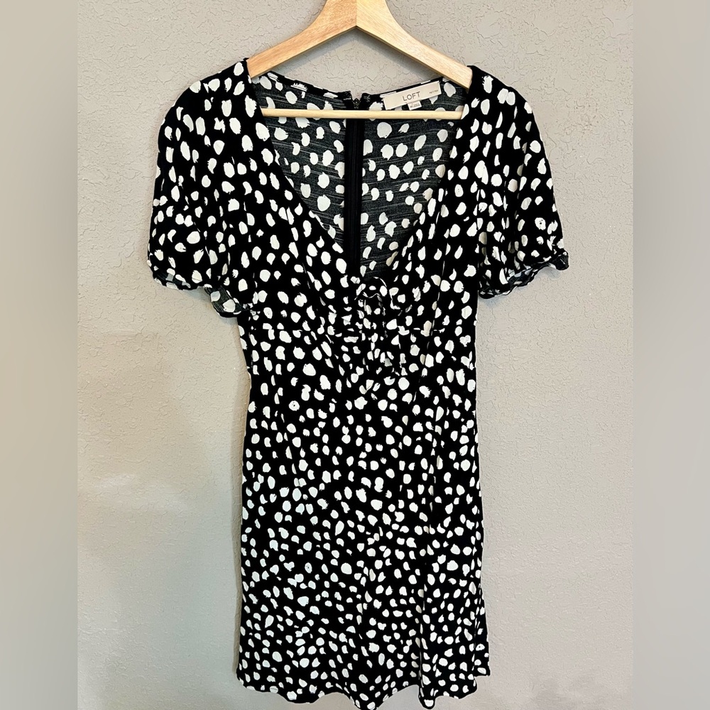 LOFT Modern Black Polka Dot Dress